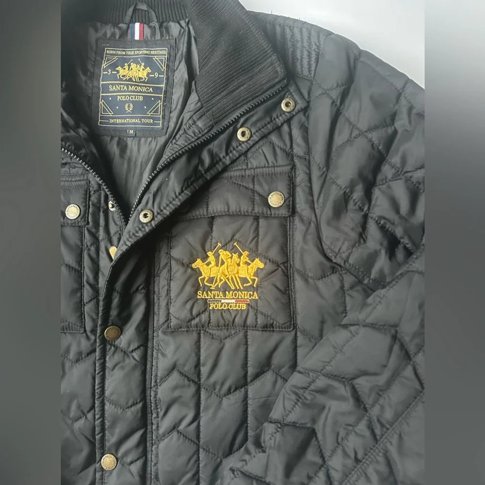 l Santa Monica Polo Club Quilted Jacket Black | Equestrian Style | Medium